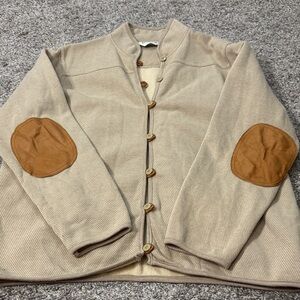 Orvis Womens Button Cardigan Sweater Elbow Patch